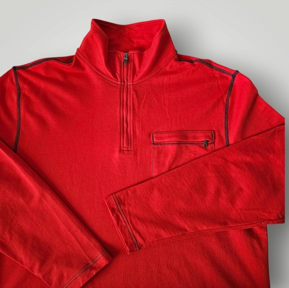 Nautica Shirt‎ Mens XL Red Quarter Zip Pullover Soft Breathable Relaxed Fit - Picture 1 of 8